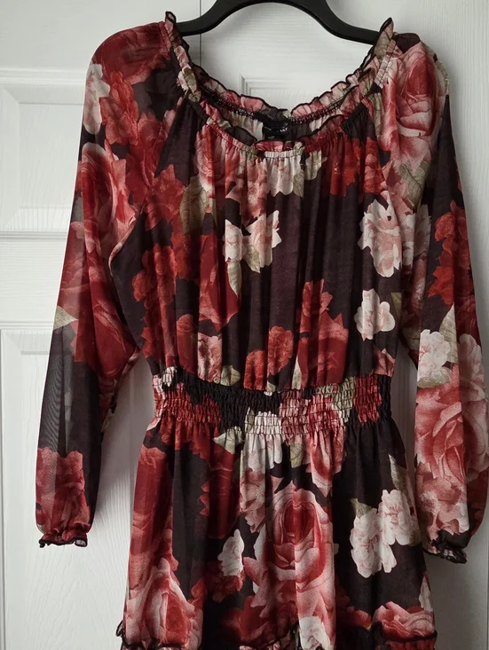 Kate And Lilly Off-Shoulder Floral Tiered Maxi Dress Size 12 - Picture 4 of 15